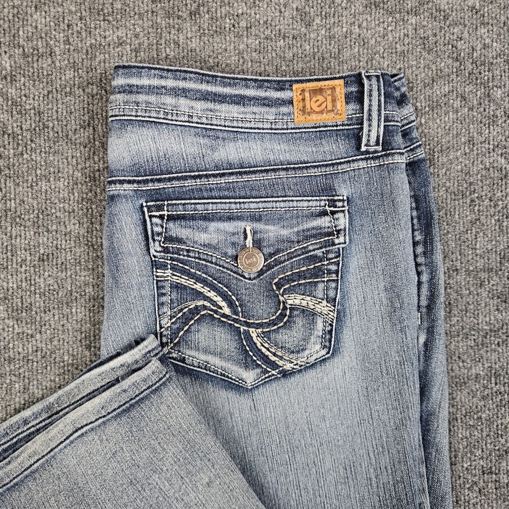 lei Sophia Hipster Flare Jeans Women's Juniors 17 LONG Med Wash Y2K Denim